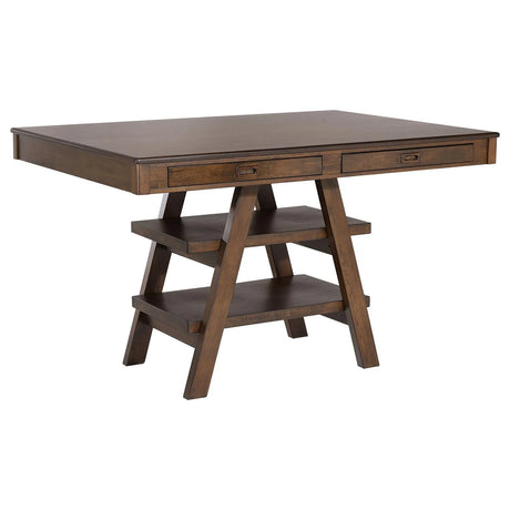 Dewey Walnut 2-Drawer Counter Height Table with Open Shelves by Coaster at Eve Furniture