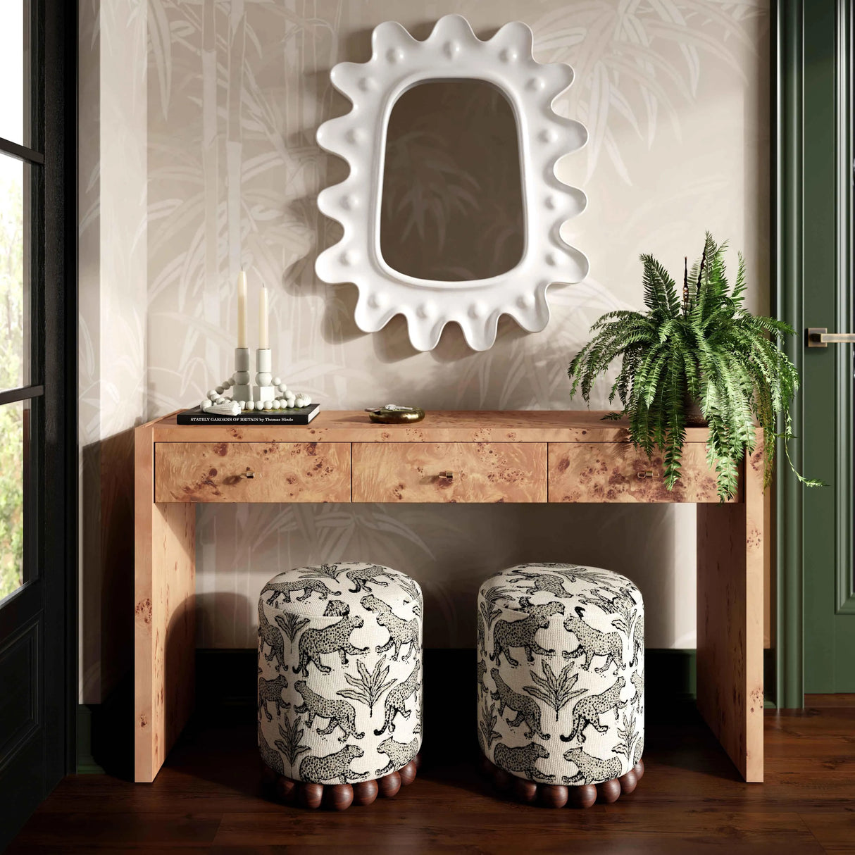 Dex Leopard Jacquard Ottoman by TOV Furniture at Eve Furniture