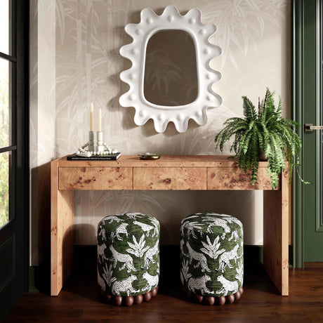 Dex Leopard Jacquard Ottoman by TOV Furniture at Eve Furniture