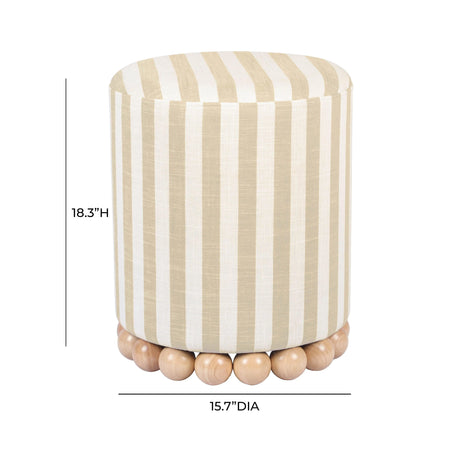 Dex Striped Linen Ottoman by TOV Furniture at Eve Furniture