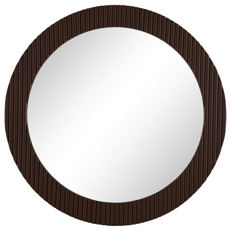 Dexter Brown 40 x 40 Inch Round Reeding Frame Wall Mirror by Coaster at Eve Furniture