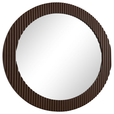 Dexter Brown 40 x 40 Inch Round Reeding Frame Wall Mirror by Coaster at Eve Furniture