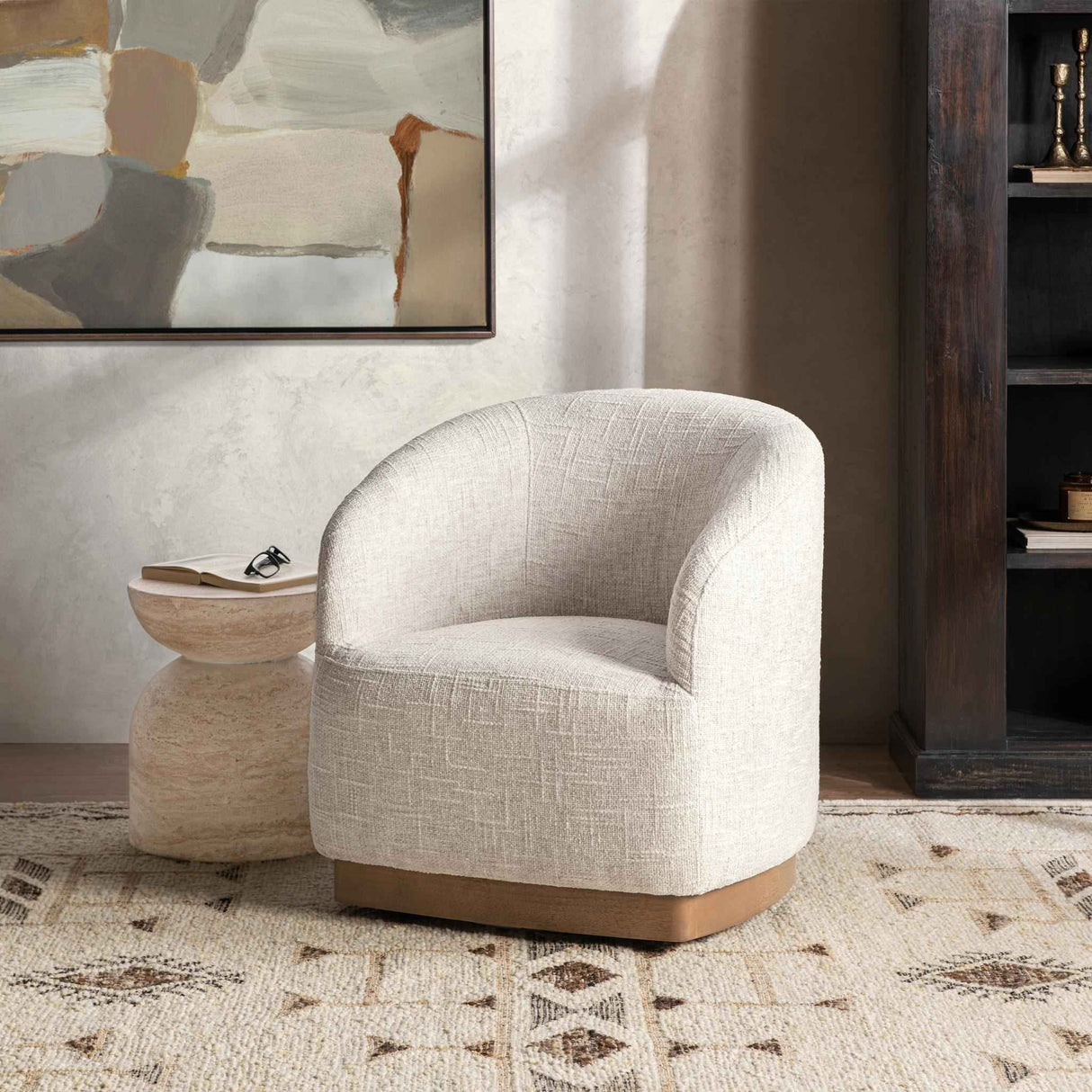 Diah Toasted Linen Swivel Accent Chair by Classic Home at Eve Furniture