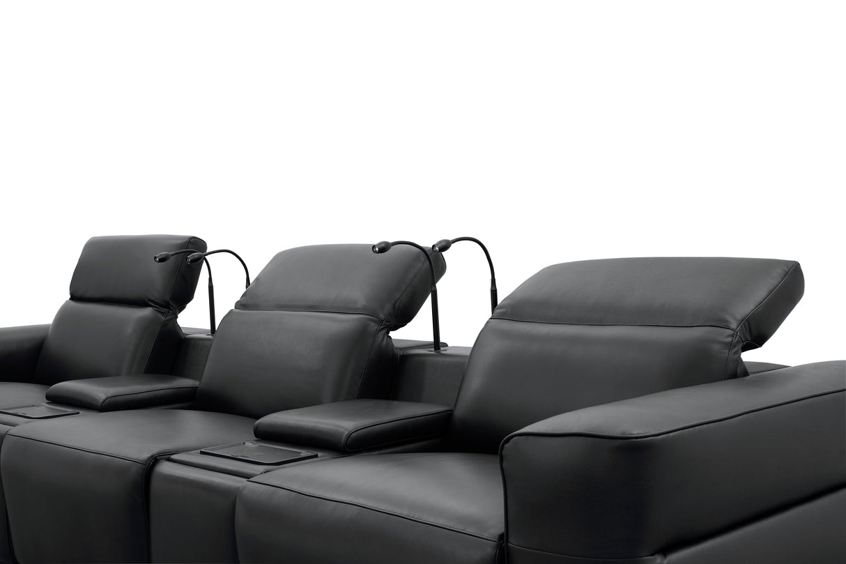 Diamante Black 5-Piece 3 Power Recliner Row by New Era Innovations at Eve Furniture