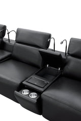 Diamante Black 5-Piece 3 Power Recliner Row by New Era Innovations at Eve Furniture