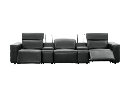 Diamante Black 5-Piece 3 Power Recliner Row by New Era Innovations at Eve Furniture