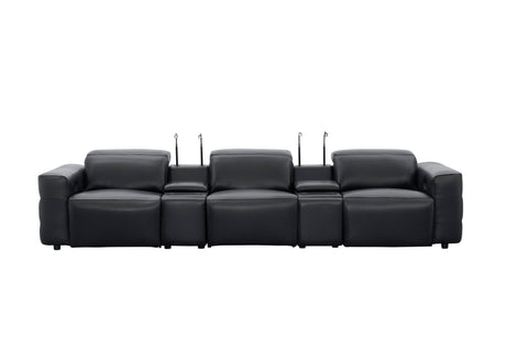 Diamante Black 5-Piece 3 Power Recliner Row by New Era Innovations at Eve Furniture