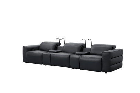 Diamante Black 5-Piece 3 Power Recliner Row by New Era Innovations at Eve Furniture