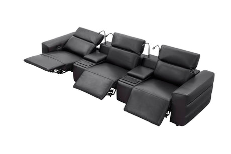 Diamante Black 5-Piece 3 Power Recliner Row by New Era Innovations at Eve Furniture