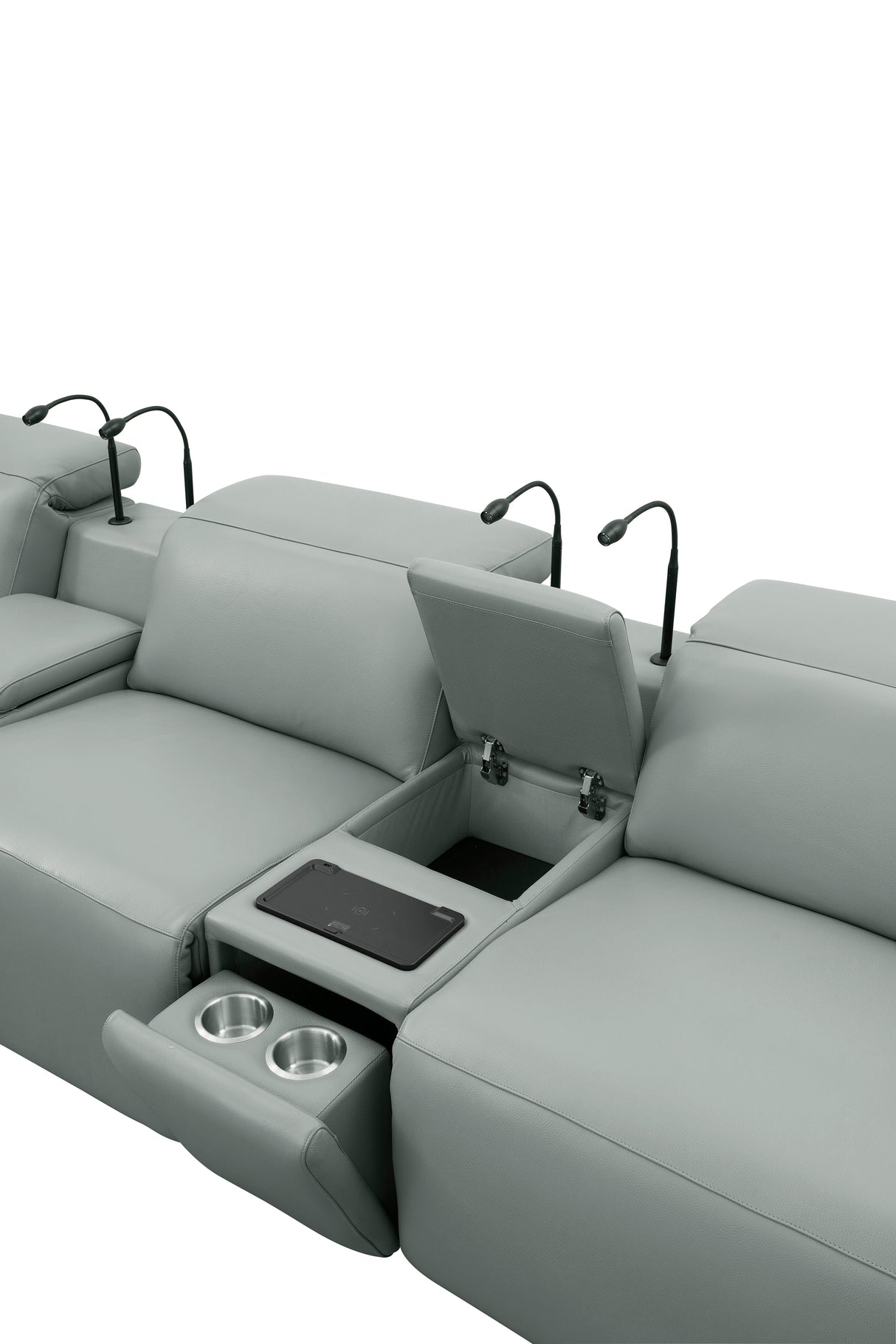 Diamante Grey 5-Piece 3 Power Recliner Row by New Era Innovations at Eve Furniture