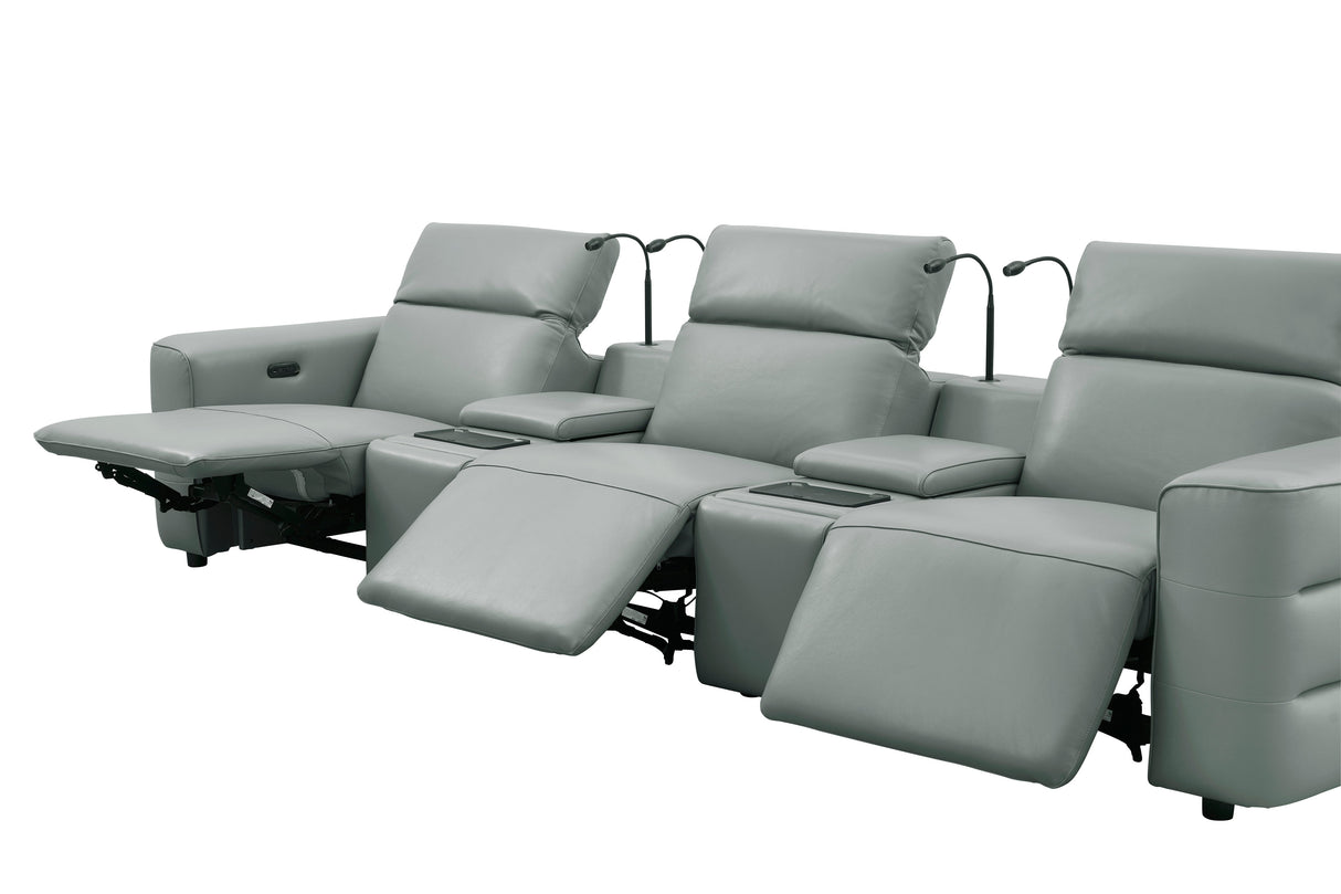 Diamante Grey 5-Piece 3 Power Recliner Row by New Era Innovations at Eve Furniture