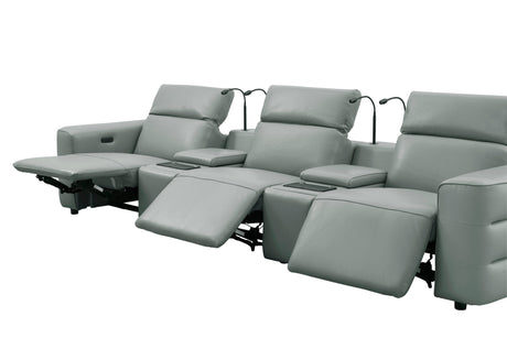 Diamante Grey 5-Piece 3 Power Recliner Row by New Era Innovations at Eve Furniture