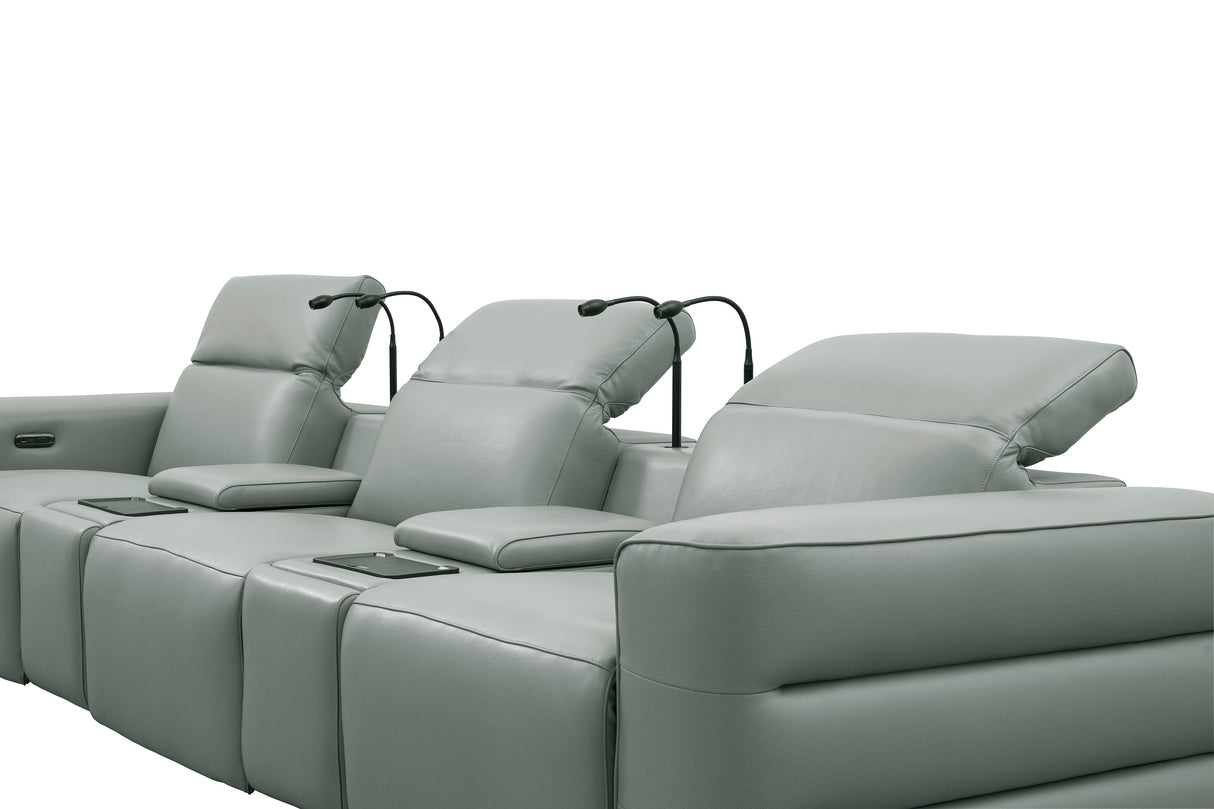 Diamante Grey 5-Piece 3 Power Recliner Row by New Era Innovations at Eve Furniture