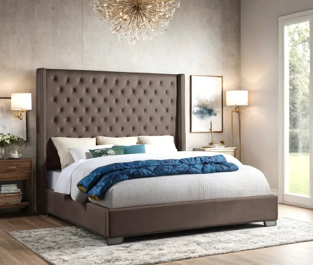 Diamond Mocha King Panel Bed by Happy Homes at Eve Furniture
