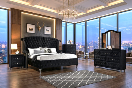 Diamond Palace Black 5-piece Platform Bedroom Set by Happy Homes at Eve Furniture