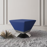 Diamond Swivel Ottoman in Blue and Polished Chrome by Manhattan Comfort at Eve Furniture