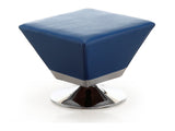 Diamond Swivel Ottoman in Blue and Polished Chrome by Manhattan Comfort at Eve Furniture