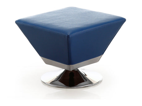 Diamond Swivel Ottoman in Blue and Polished Chrome by Manhattan Comfort at Eve Furniture