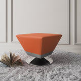 Diamond Swivel Ottoman in Orange and Polished Chrome by Manhattan Comfort at Eve Furniture
