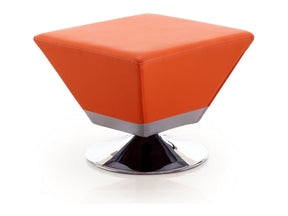 Diamond Swivel Ottoman in Orange and Polished Chrome by Manhattan Comfort at Eve Furniture