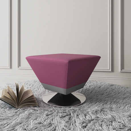 Diamond Swivel Ottoman in Purple and Polished Chrome by Manhattan Comfort at Eve Furniture