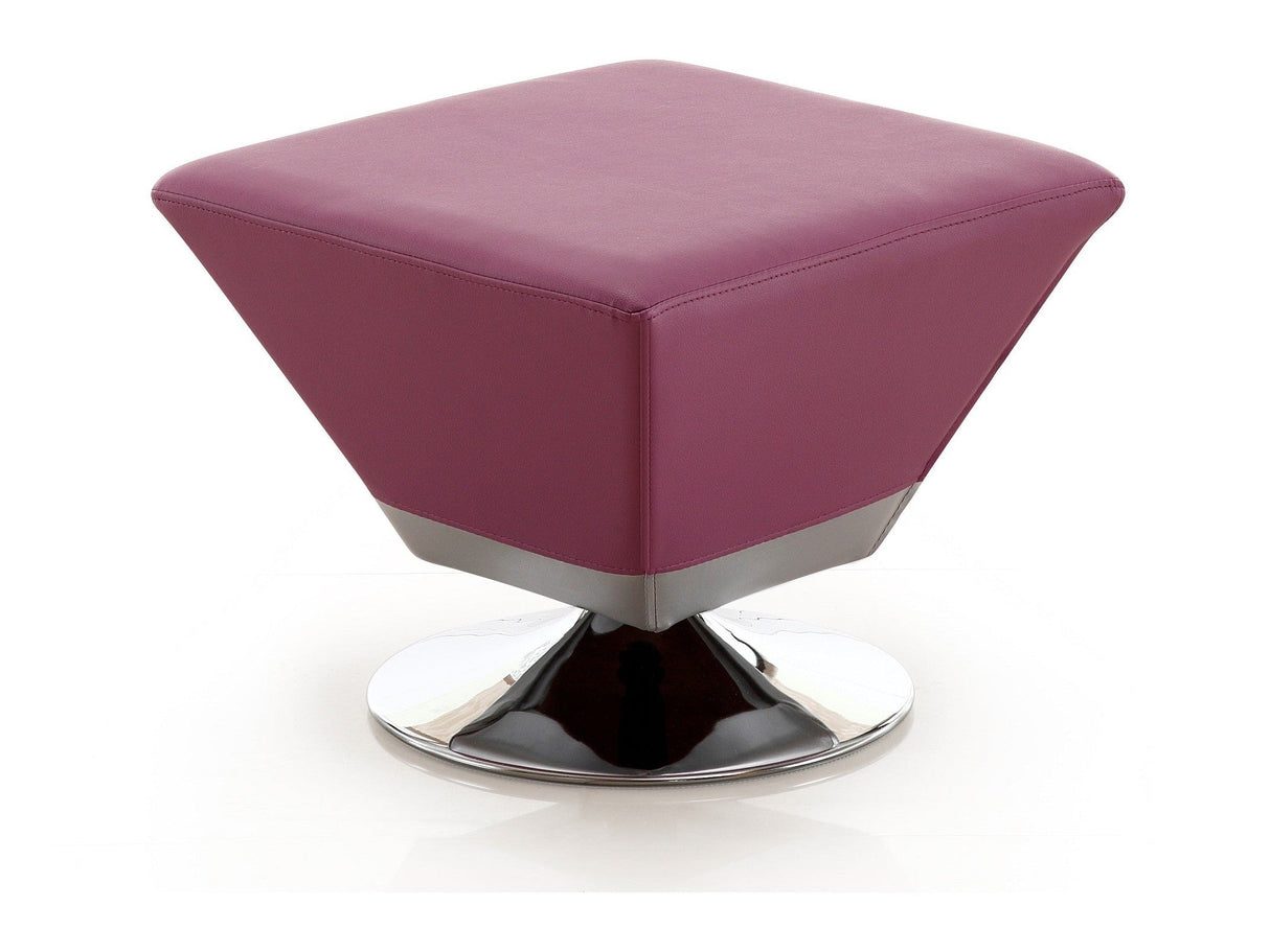 Diamond Swivel Ottoman in Purple and Polished Chrome by Manhattan Comfort at Eve Furniture