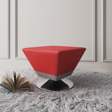 Diamond Swivel Ottoman in Red and Polished Chrome by Manhattan Comfort at Eve Furniture