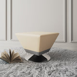 Diamond Swivel Ottoman in Tan and Polished Chrome by Manhattan Comfort at Eve Furniture