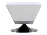 Diamond Swivel Ottoman in White and Polished Chrome by Manhattan Comfort at Eve Furniture
