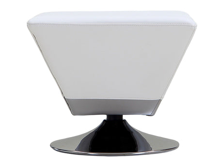 Diamond Swivel Ottoman in White and Polished Chrome by Manhattan Comfort at Eve Furniture