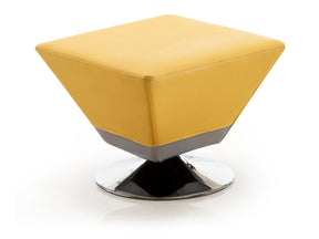 Diamond Swivel Ottoman in Yellow and Polished Chrome by Manhattan Comfort at Eve Furniture