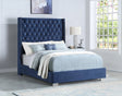 Diamond Tufted Blue Velvet 6 FT King Bed by Happy Homes at Eve Furniture