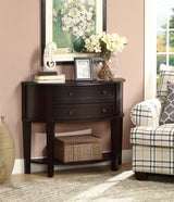 Diane Cappuccino 2-Drawer Demilune Shape Console Table