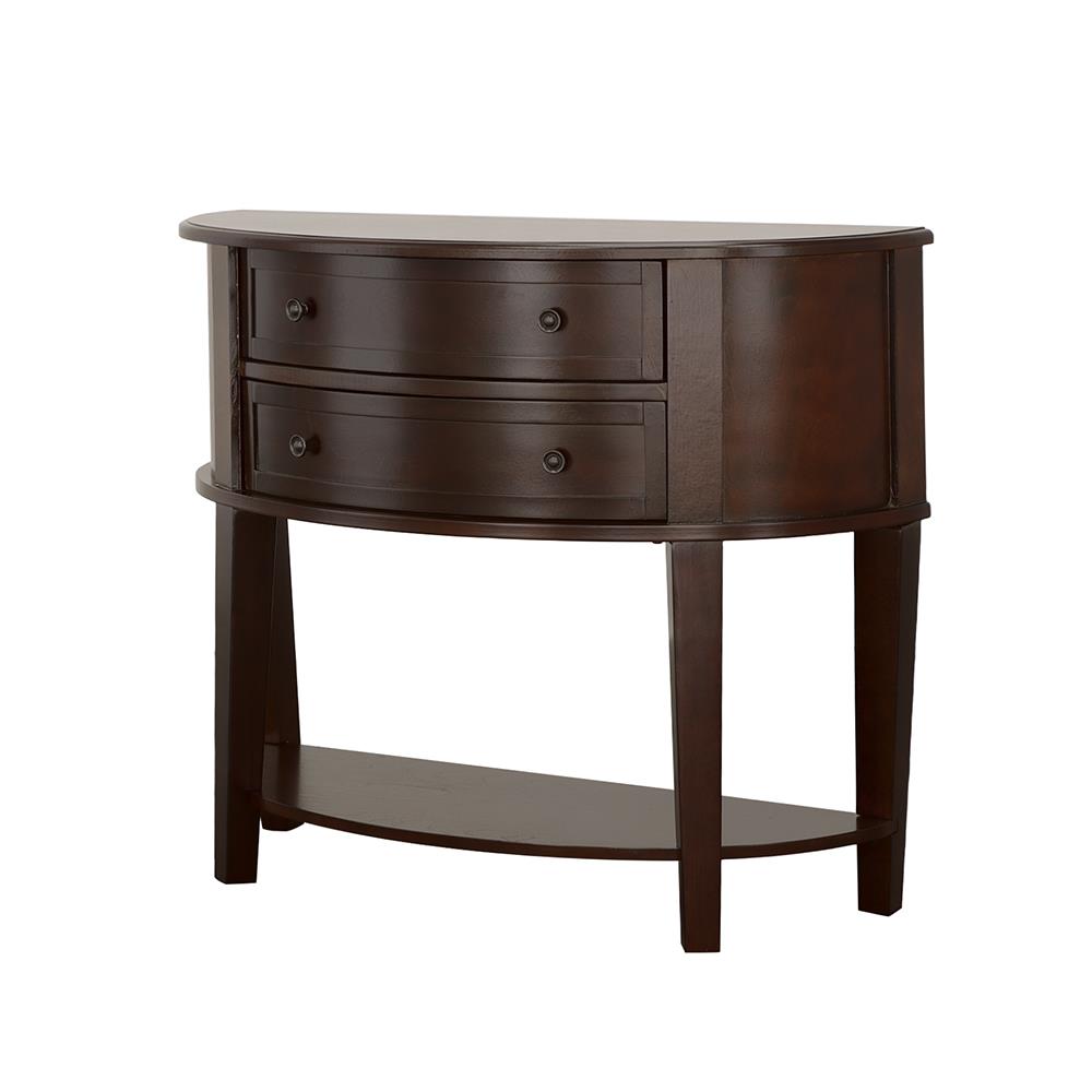 Diane Cappuccino 2-Drawer Demilune Shape Console Table