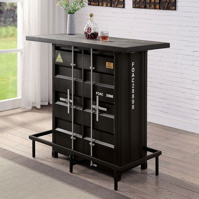 Dicarda Black/Distressed Dark Oak 3-Piece Bar Table Set by Furniture of America at Eve Furniture