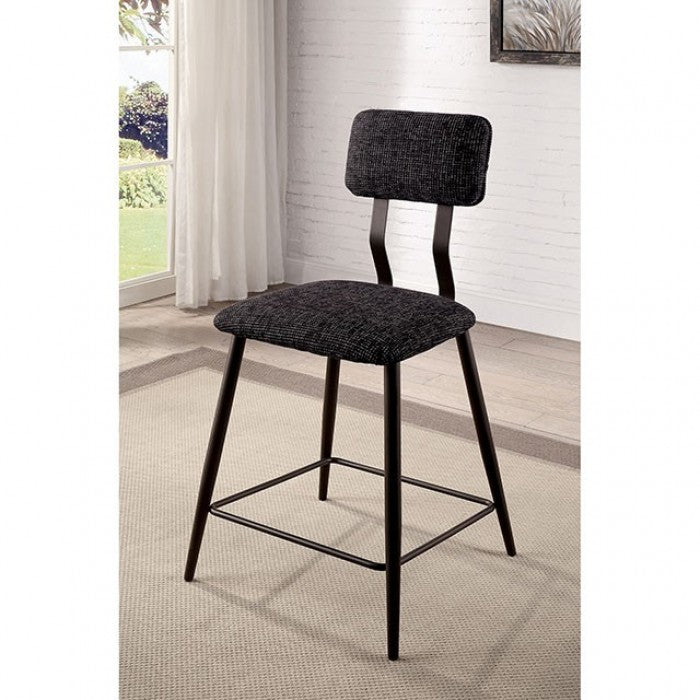 Dicarda Black/Distressed Dark Oak Counter Height Chair Set of 2 by Furniture of America at Eve Furniture