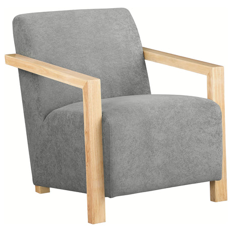 Diego Grey Upholstered Accent Arm Chair with Wood Arms by Coaster at Eve Furniture