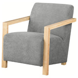 Diego Grey Upholstered Accent Arm Chair with Wood Arms by Coaster at Eve Furniture