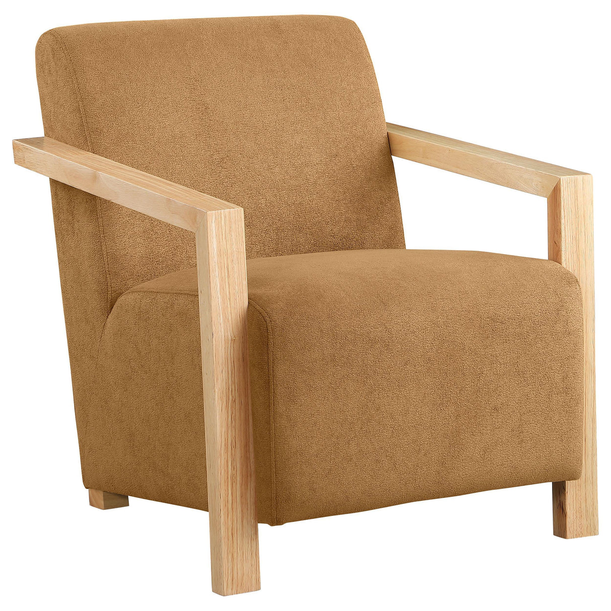 Diego Honey Upholstered Accent Arm Chair with Wood Arms by Coaster at Eve Furniture