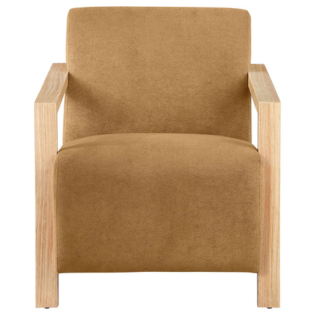 Diego Honey Upholstered Accent Arm Chair with Wood Arms by Coaster at Eve Furniture