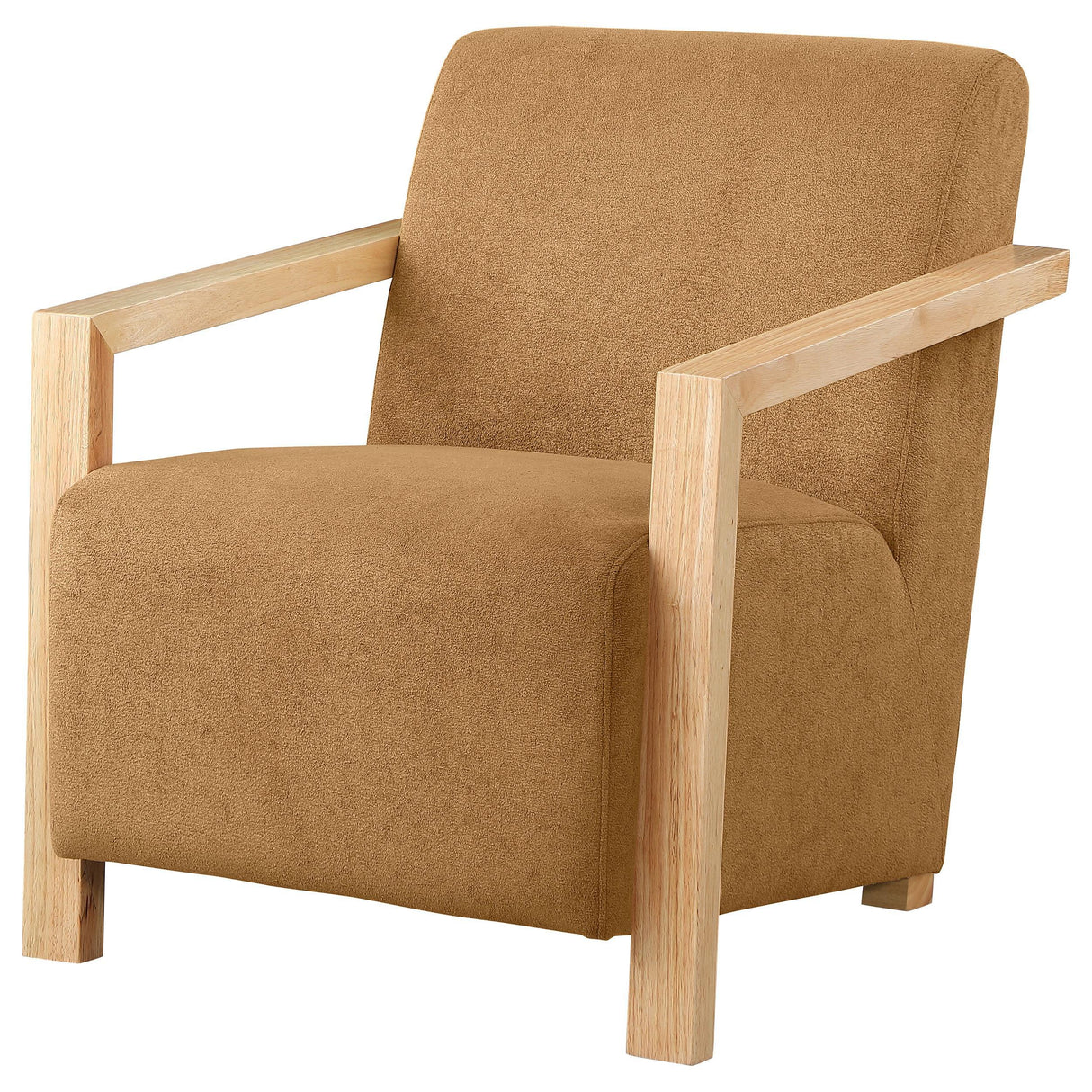Diego Honey Upholstered Accent Arm Chair with Wood Arms by Coaster at Eve Furniture