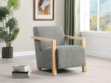 Diego Grey Upholstered Accent Arm Chair with Wood Arms