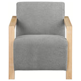 Diego Grey Upholstered Accent Arm Chair with Wood Arms