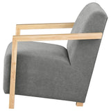 Diego Grey Upholstered Accent Arm Chair with Wood Arms