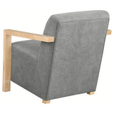 Diego Grey Upholstered Accent Arm Chair with Wood Arms