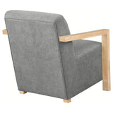 Diego Grey Upholstered Accent Arm Chair with Wood Arms