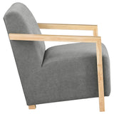 Diego Grey Upholstered Accent Arm Chair with Wood Arms