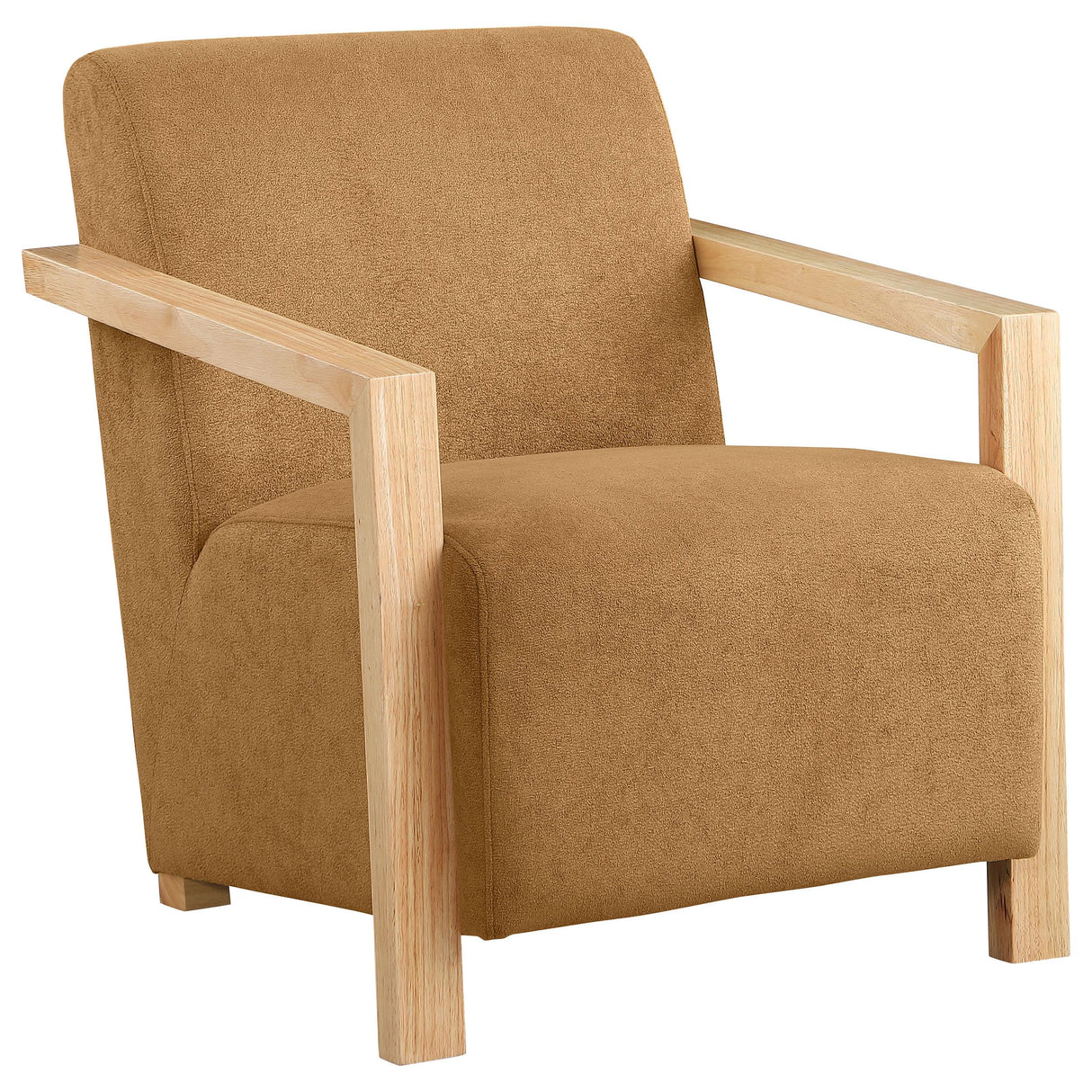 Diego Honey Upholstered Accent Arm Chair with Wood Arms