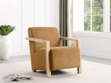 Diego Honey Upholstered Accent Arm Chair with Wood Arms