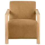 Diego Honey Upholstered Accent Arm Chair with Wood Arms